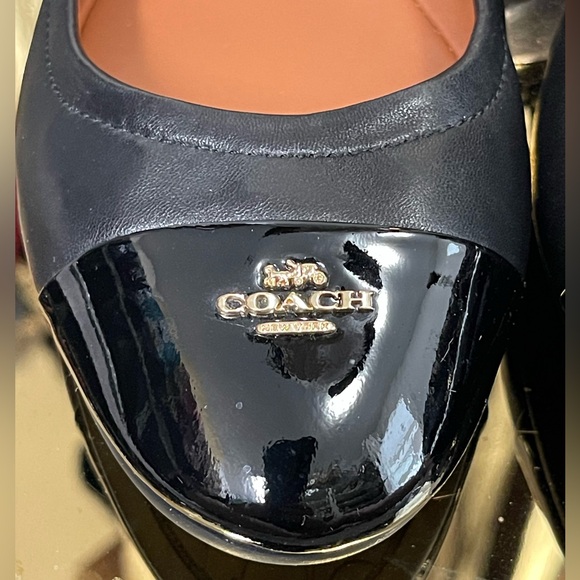COACH BONNIE BALLET BLACK LEATHER PATENT CAP TOE 7.5 NEW WITHOUT TAGS - Picture 5 of 11